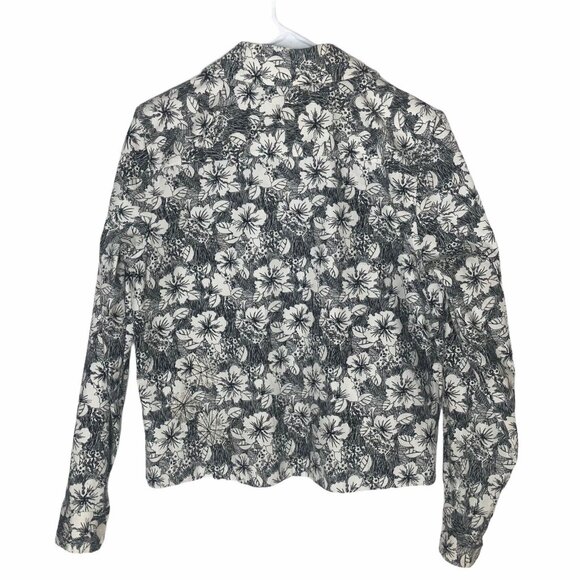 Christopher & Banks Jacket Womens Medium Black White Floral Embroidery - Picture 2 of 9